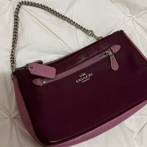 purple coach shoulder bag